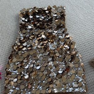 Retrofete Gold and Silver Sequin Mini Dress